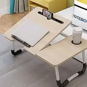 Bamboo Laptop Table,Foldable Bed Table,Height-Adjustable Multifunctional Sofa Tray,Suitable for Bedroom,Living Room and Study,3