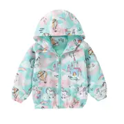 Nevenka Girls Rain Jackets Lightweight Hooded Cotton Raincoats Windbreakers for Kids-Green