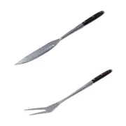 Bugatti BBQ Pakka Serving Knife & Fork Set - Silver