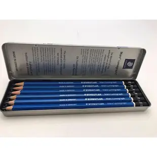 黑麻吉 STADLER 施德樓 頂級 藍桿 繪圖 素描鉛筆 6支 12支 鐵盒裝 MS100G12   MS100G6