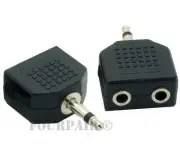 3.5mm Mono Y Splitter Audio Adapter - 1/8" Male Plug to (2) Dual Female Jacks