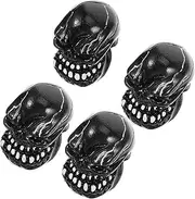 MUSISALY 4pcs Reusable Valve Cap Car Tire Air Nozzle Cap Auto Tire Valve Cap Skull Shaped Tire Valves Cap