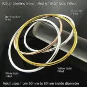 Bangle Real 925 Silver 18K Gold Filled Solid Multi Size Ladies Cuff Bracelet