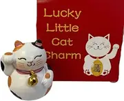[Westmon Works] Lucky Little Cat Charm Tiny Pocket Good Luck Maneki-neko Trinket Set Includes Story Card, One Size, Metal, No Gemstone