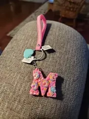 Claire's Kid's Unicorn Key Chain With Heart Monogram Initial " M " New C