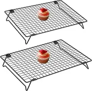 [Yharnamite] 2 Pcs Cooling Racks, 13.4 x 9.5 ​Inches Cooling Rack Baking, Cake Cooling Rack, High Temperature Resistant Wire Rack with Collapsible Legs for Cooking, Roasting, Grilling, Baking (B)