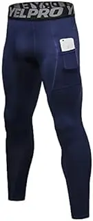 [EARGFM] Men's Compression Pants Workout Gym Leggings with Pockets Running Baselayer Tights, Blue,navy, X-Large
