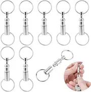 [Aswewamt] 8 PACK Quick Release Detachable Pull Apart Key Rings Keychains Key Clip Connector,Double Spring Split Snap Seperate Chain Lock Holder