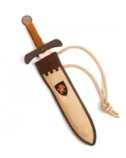 Wooden toy sword with scabbard and rope belt - Handmade in Spain