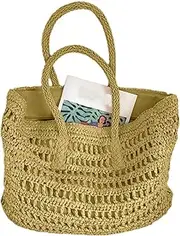 [Generic] Straw Beach Bag for Women | Bohemian Handwoven Soft Straw Beach Bag Purse - Large Handmade Weaving Shoulder Bag for Lady Girl