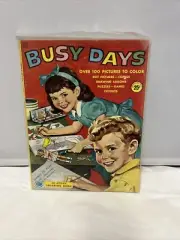 Treasure Coloring Books BUSY DAYS Coloring Book Vintage 1954 New