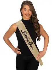 Gold Glitter Birthday Queen Party Sash
