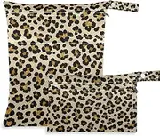 Amooorous Fake Glitter Leopard Print Beige washable bag for swimming 2 Pack travel essentials for babies with handles for gym, yoga