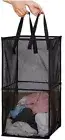 Mesh Popup Laundry Hamper with Handles, Portable & Durable Collapsible Dirty Clo