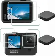 Screen Protector for GoPro Hero 12 11 10 9 Black + lens protector+Lens cap Cover [6+2 Pack], ULBTER Hero12 Hero11 Hero10 Hero9 9H Hardness Tempered Glass,Anti-Scrach