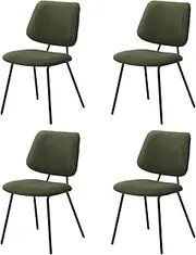 Oikiture Vintage Dining Chairs Set of 4 Polyester Kitchen Chair with Metal Frame and Padded for Home Cafe Lounge Chair Green