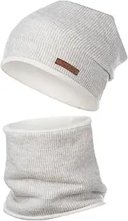 [Smarilla] Winter Hat + Tube Scarf Winter Set Beanie Knitted Hat Knitted Scarf Snood Fleece Wool