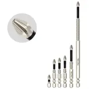 6PCS Long Alloy Steel Magnetic Screwdriver Bits PH2 Hex Shank 1/4 Inch Hand Tools 25-150mm High Hardness