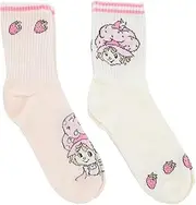 [High Point Design, LLC] Strawberry Shortcake Pastel Women's Crew Socks 2-Pack, Multi, One Size