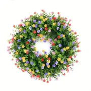 NNETM Colorful Silk Rose Flower Wreath with Eucalyptus Leaves
