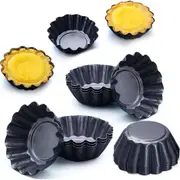 12 Pack Carbon Steel Egg Tart Mold Cake Muffin Mold Tin Pan Baking Tool
