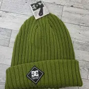 DC Unisex Ribbed Knit Cuffed Beanie Hat Olive Green One Size New