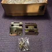 (9) Semi Concealed 3/8 Inset Cabinet Hinge Bright Brass Hager 1026 New