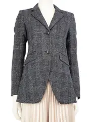 Navy Wool Checkered Blazers
