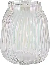 Large Colored Glass Vase for Home Decor Ribbed Tall Gold Floor Vase 8.0" Decorative Vases for Table Centerpieces Flowers Decor and Farmhouse(Colored 8.0in)