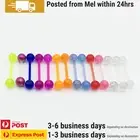 6PCS Tongue Bars Piercing Rings Bioplast Flexible Transparent Body Jewellery