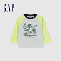 在飛比找momo購物網優惠-【GAP】男幼童裝 Logo印花圓領長袖T恤-黃灰撞色(89