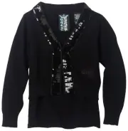 NWT Guess Big Girls' Sequin Trimmed 2-Fer Black sweater Size L(14)