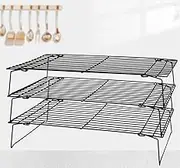 Three Layer Non-Stick Cooling Rack,Collapsible Cooling Rack, for Cookie,Cake,Bread,Baking(16x10x3 in)