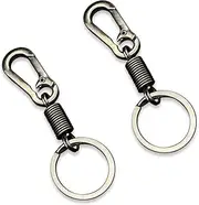 2PCS Retro Style Simple Strong Carabiner Keychain, Metal Car Key Ring with Clip Spring Fixed, Universal Auto Fob Key Keychain Holder, Vehicle Accessories for Men and Women