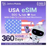 $4.60/Mo Jethro Mobile Prepaid Phone Plan: 500MB Data, 500 Talk & Text eSIM