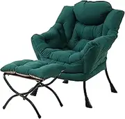 Tiita Lazy Chair with Ottoman, Modern Large Accent Lounge Chair, Leisure Sofa Armchair with Ottoman, Reading Sofa with Footrest for Bedroom, Living Room, Dorm Rooms, Garden and Courtyard (Green)