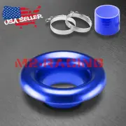 3.5" Blue Short Ram Air Intake Turbo Horn Aluminum Velocity Stack Silicone Hose