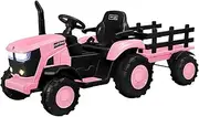 MAZAM Kids Ride On Car Tractor W Detachable Trailer, Kids Ride On Toys with Remote Control, Built-in Music, Bluetooth and USB Port, Electric Toy Cars for 3+ Years Old, Pink