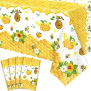 4 Pack Bee Tablecloth Happy Bee Day Tablecloths Rectangle Honey Bees Bumble Tabl