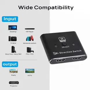 ✪HDMI 切換器 | 8K  HDMI2.1 高清雙向切換器支持2切1和1分2