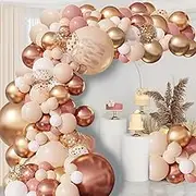 125PCS Blush Dusty Rose Pink Balloons Garland Arch Kit, Boho Peach Rose Gold Confetti Balloons for Girls Women Bridal Baby Shower Wedding Engagement Tea Party Birthday Party Decorations…