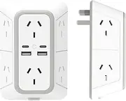 2025 Upgraded 10in1 Outlet Extender 6 AC Outlet 2400W 10A Power Strip with 4 USB Charging Ports (2U2C, 30W Total) Surge Protector Multi Plug Outlets Wall Adapter Spaced for Home Travel Office