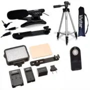 50" TRIPOD + MICROPHONE + PRO 120 LED LIGHT FOR CANON EOS REBEL 80D 5DMK 6D 7D