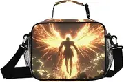 Insulated Lunch Box Archangel Gold Wings for Women Men - Ideal for Work, Picnics - Includes Adjustable Shoulder Strap