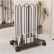 4 Side Storage Hanger Stacker Cart,Portable Movable Stand Holder,Space Saving for Laundry Room Bedroom Clothing Store(Black)