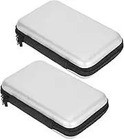 Dpofirs 2Pcs Portable Storage Bag Carry Case EVA Protective Hard Bag for 3DS XL / 3DS LL / 3DS Switch Handheld Game Consoles,with 8 Game Card Slots ＆ All Around Zipper(Silver Gray)