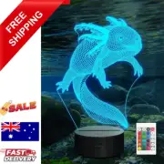 Axolotl Night Light, Mexican Salamander Fish 3D Illusion Lamp for Kids, 16 Color