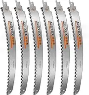 Japanese Teeth Reciprocating Saw Blades 12 Inch, Curved Edge Wood Pruning Saw Blades 6TPI for Tree Trimming, Wood Cutting, Cr-V Sabre Sawzall Blades Better Wear Resistance for Wood Cutting 6 Pack