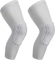 2 Pack Basketball Knee Pads Knee Sleeves, Honeycomb Anti Collision Knee Pads Leg Compression Sleeves, Gaming Sleeves Wrestling Knee Pads Football Knee Pads Volleyball Knee Pads (White, Small)