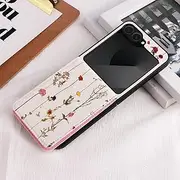 UEEBAI Wallet Case for Samsung Galaxy Z Flip 6/Z Flip 5 with Card Holders, PU Leather Cover Kickstand RFID Blocking Double Magnetic Clasp Rilievo Flower Flip Case for Women Girls - Tree Vine